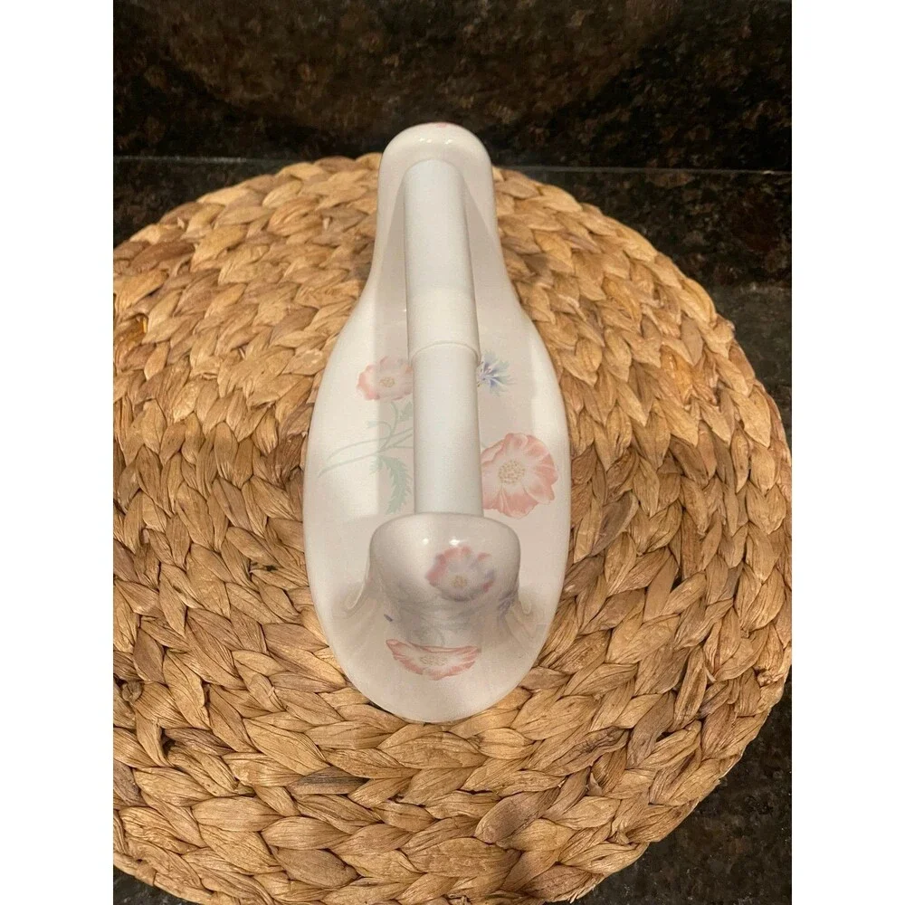 Vintage Porcelain Bathroom Floral Toilet Paper Holder